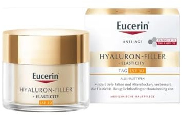 Eucerin Hyaluron-Filler + Elasticity Tagespflege LSF 30 50 ml, Anti Aging Tagescreme reduziert Falten und Pigmentflecken, pflegende Gesichtscreme mit Hyaluronsäure, Kollagen und Thiamidol