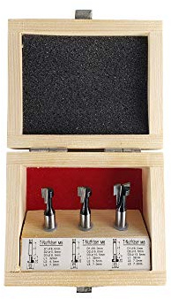 STIER T-Nutfräser-Set 3-teilig M5 M6 und M8 Schrauben, 8 mm Schaft, für Oberfräsen, T Nut Fräser, T Nutfräser