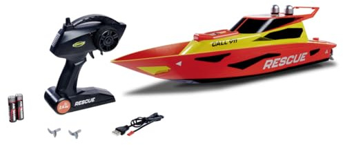 Carson 500108058 RC Rescue 2.4G 100% RTR - Ferngesteuertes Boot, RC Boot, Ferngesteuertes Spielzeug für Kinder und Erwachsene, inklusive Fernsteuerung, Rot