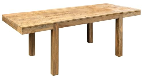 Riess Ambiente Massiver Holz Esstisch Pure - 120-200cm - Natur - Mangoholz mit Ansteckplatten erweiterbar Massivholz