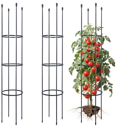 ThxToms 2 Stück Garten Rankhilfe aus Metall Kern 160CM mit 30*Pflanzenclips| Tomatenkäfig Pflanzenstütze Obelisk Klettergerüst Spalier| Rankgitter Kletterhilfe| Kletterpflanzen,Tomaten,Rosen,Gurken
