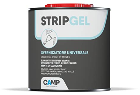 Camp STRIP GEL, Professioneller Abbeizer Gel Abbeizmittel für Holz, Eisen und Wand, beseitigt Farben, Imprägniermittel und Böden, 750ml
