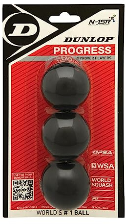 DUNLOP Squashbälle Progress Rot, 3 Stück im Blister, für Freizeit- und Hobbyspieler – Speed mittelschnell, Fortschritt