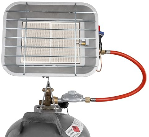 Güde Gasheizstrahler GHS 4200PIEZO (2,9-4,5 kW Heizleistung, 210-327 g/h Gasverbrauch, 40 cm Gasschlauch, rostfreier Reflektor, Schutzgitter, Druckminderer, Piezozündung, Thermosicherheitselement)