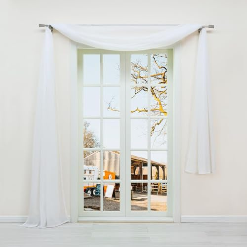 Yujiao Mao Uni Farbe Voile Freihandbogen Schals Querbehang Deko Gardinen Weiß BxL 140X300cm