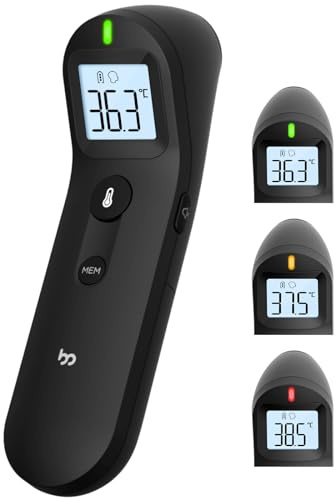 Fieberthermometer Kontaktlos für Baby und Erwachsene, Digitales Stirnthermometer Infrarot-thermometer mit Sofortiger, Genauer Ablesung, Fieberalarm,schwarz