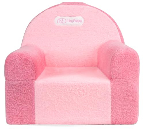 Heypappy Kindersessel,Bequeme Schaumstoff Kindercouch mit Weichem Samtbezug | Kleinkindcouch zum Spielen und Lernen, Kinder Sofa Das Gut Zu Jeder Modernen Einrichtung Passt, Rosa