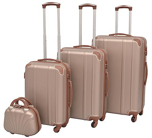vidaXL Vierteiliges Hartschalen-Trolley-Set Champagner