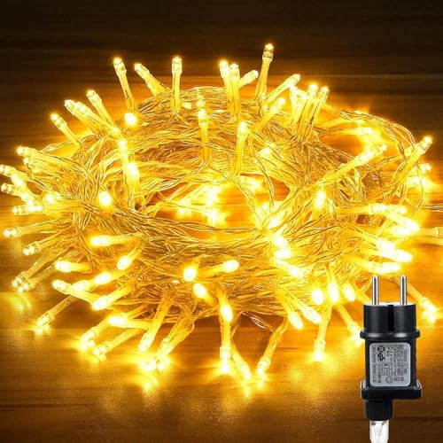 LED Lichterkette Außen Innen, 10M 80 LED Outdoor Lichterketten mit Stecker | weihnachtsbeleuchtung Aussen für Innen Deko, Garten, Hochzeit, Party, Weihnachtsdeko, Terassen Balkon - Warmweiß
