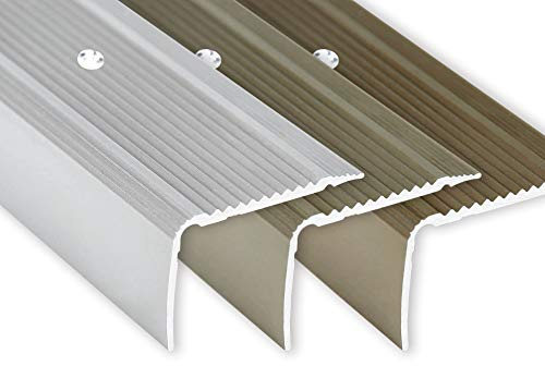 Toolerando Treppenkantenprofil Treppenprofil L-Form, Schraubmontage, für Parkett und Laminat, Länge 90 cm, Silber