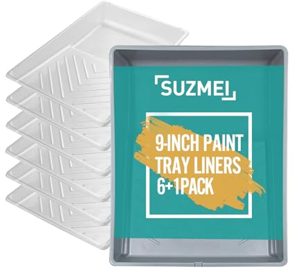 suzmei 6-teilige Farbwanneneinlagen + 1 Farbwanne, professionelle Farbwannen aus Kunststoff, Malerfarbwanne, Farbwanne, Farbrolle und Wanne
