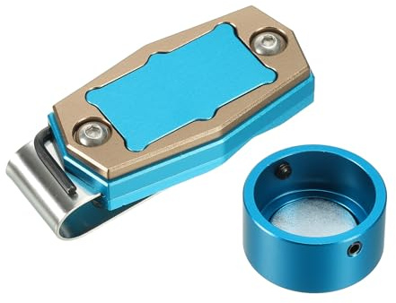 PATIKIL Billard Magnetischer Kreidehalter Runder Aluminiumlegierung Pool Billard Queue Kreide Spitzenetui mit Gürtelclip für Snooker Sportzubehör