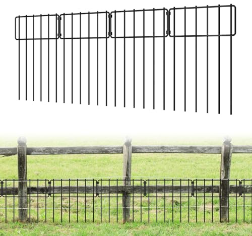 LIANTRAL 10 Stück Tier Barriere Zaun, Dekorativer Gartenzaun, rostfreier Metalldraht, Kein Graben-Zaun Patio-Grenze Tierzaun für Hunde Kaninchen im Freien Patio, 43 cm H x 3.3 m Gesamtlänge