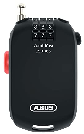 ABUS Spezialschloss Combiflex 2501/65 - Geeignet als Gepäcksicherung, Skischloss, Helmsicherung - 65 cm Stahlkabel - mit Zahlencode - Schwarz