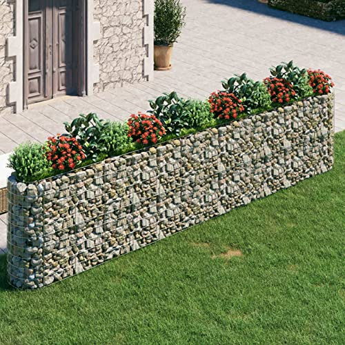 Chaduof Gabionen-Hochbeet, Kräuterspirale, Hochbeet Im Garten, Pflanzkübel, Pflanzsteine, Verzinktes Eisen 470x50x100 cm