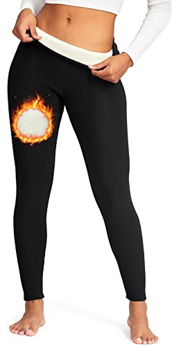 RIOJOY Thermo Leggings Damen Gefütterte Leggings Mit Fleece Verdickte Winter Warme Leggings Hose für Alltag