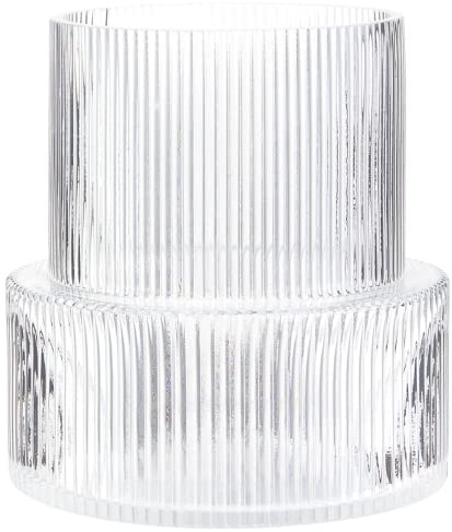KAYLETIN Glasvase, gerippte Vase für Blumen, Blumenvasen für Tulpen, geriffelte durchsichtige Vasen für Wohnzimmer, Esszimmer, Schlafzimmer, Regal, Hochzeit, Büro, Couchtisch, Geburtstag, 19 cm