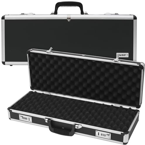 HMF 14433-02 Alu Waffenkoffer für Pistolen mit Zahlenschloss | 62 x 26 x 12 cm | Schwarz