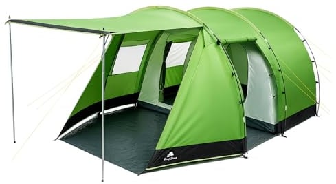 CampFeuer Zelt Super+ für 4 Personen | Großes Tunnelzelt mit 2 Eingängen und Vordach, 3000 mm Wassersäule | Gruppenzelt, Campingzelt, Familienzelt