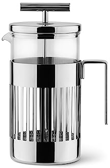 Alessi 9094/8 Pressfilter aus Edelstahl 18/10 glänzend poliert und hitzebeständigem Glas