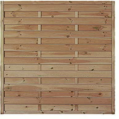 Günstiger Sichtschutz Zaun + Lamellenzaun Maße 150 x 150 cm (Breite x Höhe) aus Kiefer/Fichte Holz, druckimprägniert "Berlin" Massiv II