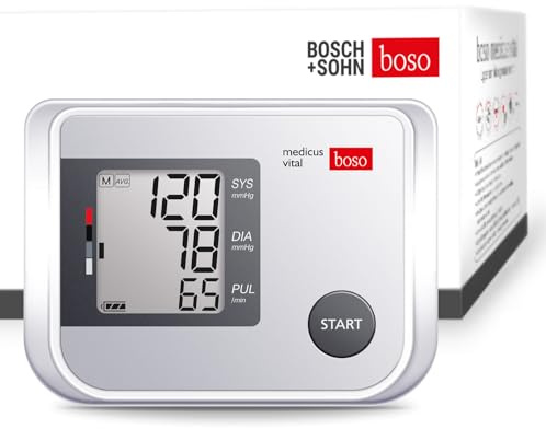 BOSCH + SOHN boso medicus vital – Vollautomatisches Oberarm-Blutdruckmessgerät mit großem Display und Arrhythmie-Erkennung – Inkl. Blutdruckmanschette (22-42 cm)