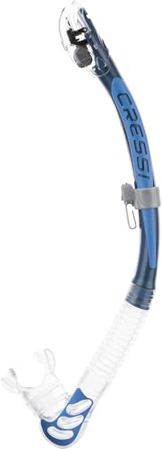 Cressi Alpha Ultra Dry Snorkel Transparent/Blue/Azure - Trockenschnorchel zum Tauchen Freitauchen und Schnorcheln, Transparent/Blau/Azurblau, Einheitsgröße Unisex