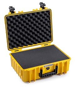 B&W International Transportkoffer Outdoor 500 (PP.23) Gelb – mit Würfelschaum – Wasserdicht (IP67), staubdicht, schlagfest & extrem robust