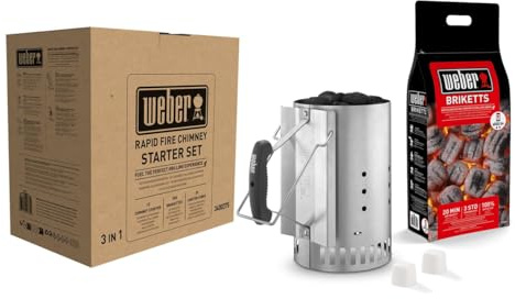 Weber Rapidfire Anzündkamin für Holzkohlegrills, Set/Grillzubehör zum schnellen Entzünden von Briketts ohne Anzündflüssigkeit, Aus aluminisiertem Stahl, 6 L Fassungsvermögen, 32 x 20,5 x 32,5 cm