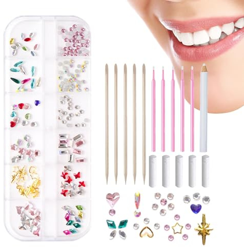 lyanny Zahnschmuck Set, Zahn-Edelstein-Set, DIY-Zahn-Edelstein-Set, Tooth Gem Zahnstein Schmuck Edelstein Zahnstein Schmuck für Zahnverzierungs-Dekoration