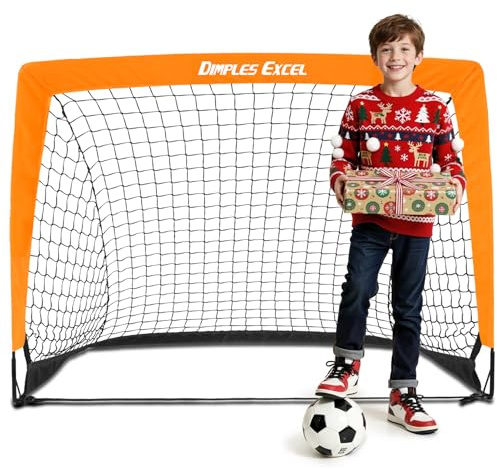 Dimples Excel Pop-Up Fußballtor – Faltbar für Kinder | 1 Tor 120x90 cm | Farbe: Orange | Für Garten, Training & als Geschenk geeignet