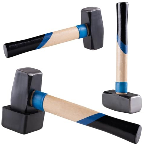 SmartyFix Vorschlaghammer 2000 g – Profi Plattenverlegehammer mit Holzstiel & austauschbarem Gummi-Schlagkopf – Schonhammer für Pflastersteine, Naturstein, Feinsteinzeug, Fliesen & Gartenbau