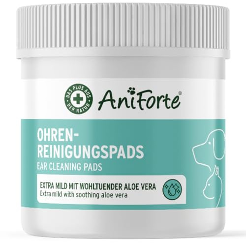 AniForte Ohren Reinigungspads für Hunde & Katzen 100 Stück – Besonders weiche & milde Reinigungstücher für die Ohrenhygiene, sanfter Ohrenreiniger zur Pflege & Reinigung