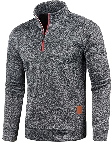 Pullover Herren Ohne Kapuze Sweatshirt Half Zip Pullover Herren Winter Sport Arbeitspullover Sweater Outdoor Einfarbig Pullover Vintage Männer Sweatshirt