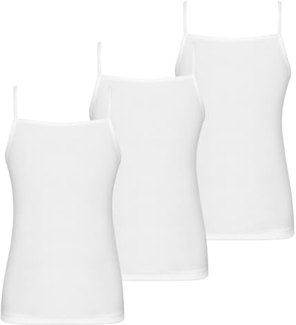 AUYAO Mädchen Unterhemd 3 Stück Tank Top Hemdchen Kinder Armellos Spaghettiträger Träger Top Weiß Crop Tanktops Girl Unterwäsche Unterhemd Base Tshirts Unterhemden Tops Camis für Mädchen (150)