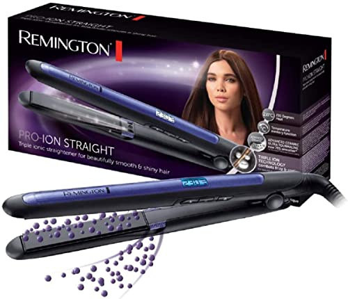 Remington Glätteisen S7710 Pro-Ion Straight mit Ionen-Technologie, Ultra-Turmalin-Keramik, 150-230°C, Schwarz/Lila