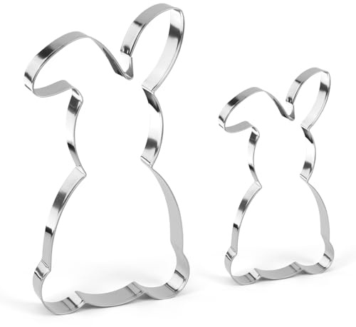 Augesak 2 Stück Osterhase Groß Ausstechform, Ausstechformen Ostern, Hasen Ausstecher Groß, Keksausstecher Ostern Edelstahl Hasenausstecher, Plätzchen Ausstecher Hase für DIY Osterbacken