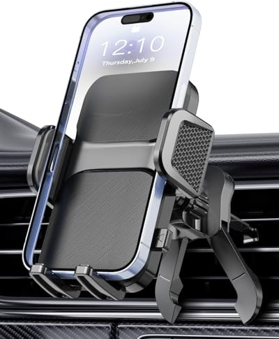 Hoppac Handyhalterung Auto Lüftung, Car Phone Holder Upgrade-Haken, 360°-Drehung, EIN-Knopf-Entriegelung, verstellbare Stützfüße, Kfz Handyhalter für Smartphone 4-7