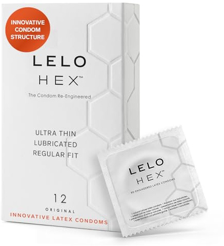 LELO HEX Original Ultradünne Kondome mit Größerer Stärke, Kondome für Männer, 54 mm im Durchmesser (12-Packung)