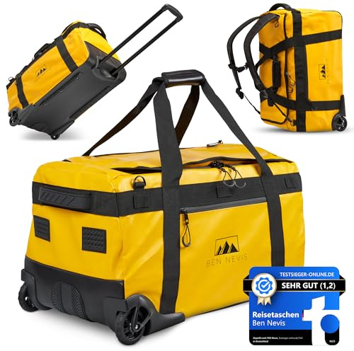 BEN NEVIS Reisetasche mit Rollen – 3in1 Tasche Trolley & Rucksack [80L Groß] Travel Bag Reisekoffer Duffle Bag Sporttasche Rollen Reisetaschen Koffer | Luggage | Reisetasche Damen & Herren