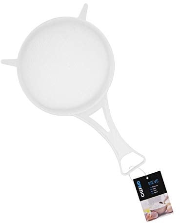 Chef Aid Küchensieb aus Nylon 12 cm Weiß – Feines Kunstoffnetz zum Abtropfen und Waschen von Gemüse, Obst, Salat – BPA-frei, Spülmaschinengeeignet, platzsparend