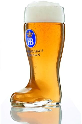 Hofbräuhaus München Bierglas Original Stiefel 0,5 l | Bierkrug | Bierbecher | Bierseidel | Maßkrug mit HB - tolle Geschenkidee und Trinkspiele für Herren & Damen