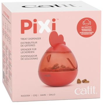 Catit Pixi Snackspender, Leckereienspender, Snackball, Futterspender Ball, Leckerli Ball, für Katzen, im Design eines Hahnes