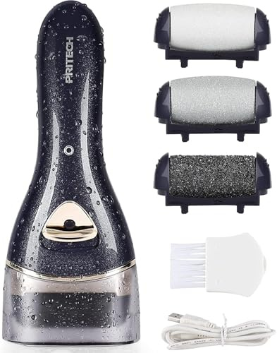 PRITECH Elektrischer Hornhautentferner Fußpflege Hornhaut Entfernen wiederaufladbar Pediküre Hornhautfeile Callus Remover (Weiß) (Schwarz)