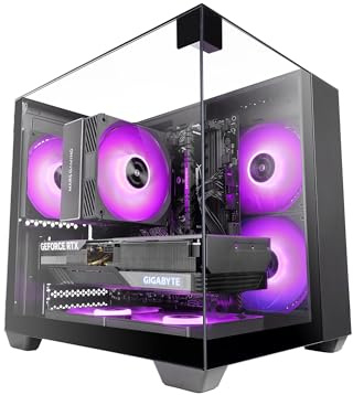Mars Gaming MC-VISIONM, Kompaktes MicroATX-Gaming-Gehäuse, Dreifaches Gehärtetes Glas, Doppelkammer-Design, Unterstützung Flüssigkeitskühlung bis zu 240mm, Mini-Tower Großzügigem Innenraum, Schwarz