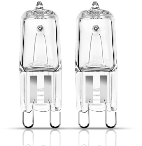 Comyan G9 40W Halogen Backofenlampe 230V G9 Ofenbirne, 400 lm Warmweiß dimmbar hitzefest bis 300 °C – für Mikrowelle, Dunstabzugshaube – 2er-Pack