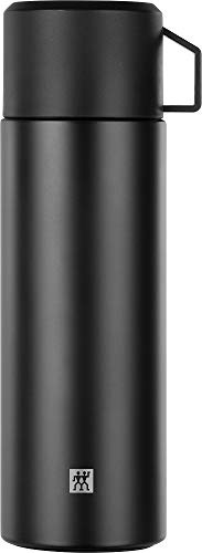 ZWILLING Thermo Isolierflasche, Integrierte Tasse, Thermokanne, Doppelwandisolierung, 1 L, Höhe: 28, 1 cm, Edelstahl, Schwarz