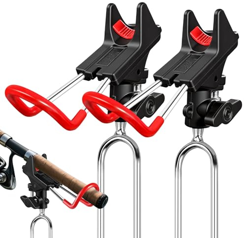 Leeko Rutenhalter, Angelrute Halter 2 Stück Edelstahl Universal Ruten Ständer 360°Verstellbar Angelrutenhalter Angelzubehör Boden Tragbar und Abnehmbar (Landgestützt)