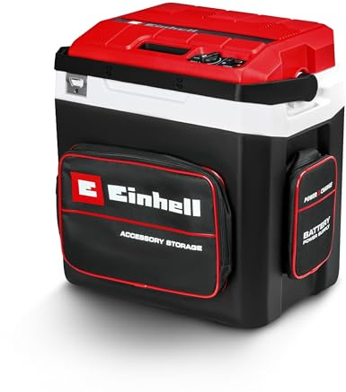 Einhell Akku-Kühlbox TE-COL 18/27 Li-Solo Power X-Change (18 V, 27 Liter, Kühlen und Warmhalten, Hybrid 12 V für Auto, 230 V Stromanschluss, inkl. Taschen, ohne Akku)