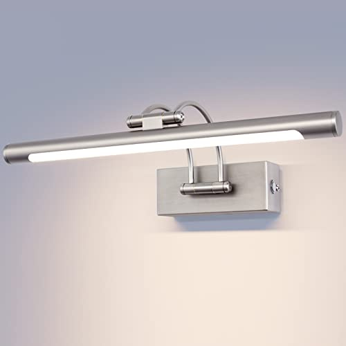 TYhogar LED Spiegelleuchte Badezimmer 40cm 8W, 3 Farbtemperaturen Stufenlos Dimmbar LED-Bilderleuchte mit Schwenkbarem Lampenkopf, Wandleuchte Arc Arm Spiegel Beleuchtung Lampe